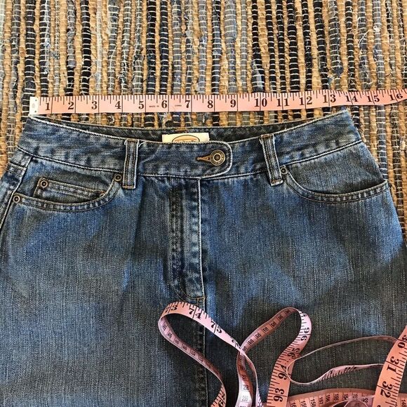 TALBOTS Petites 100% Cotton Med Wash Denim Pencil Skirt 5 Pocket Zip Front Sz 4 - Picture 7 of 11